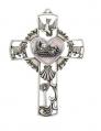  Pewter Baby Wall Cross Pink (5") 